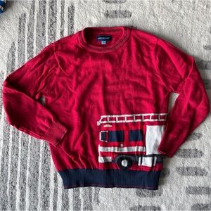 Andy & Evan Red Fire Truck Knit Sweater 🚒